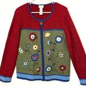 KORET Women's Floral Embroidered Wool Blend Cardigan Sweater BOHO Festiva…